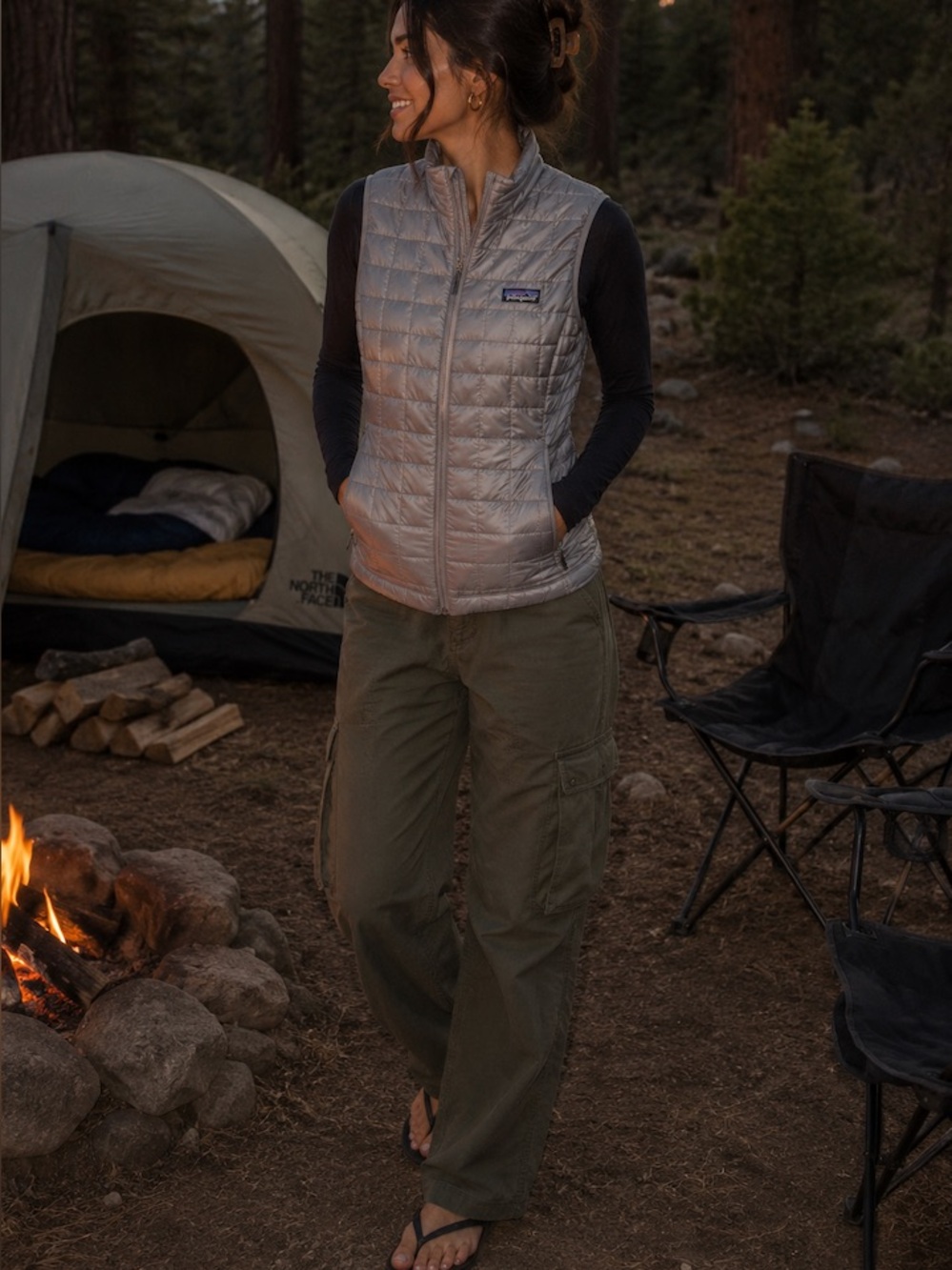 Patagonia Gray Quilted Lightweight Vest - Women's